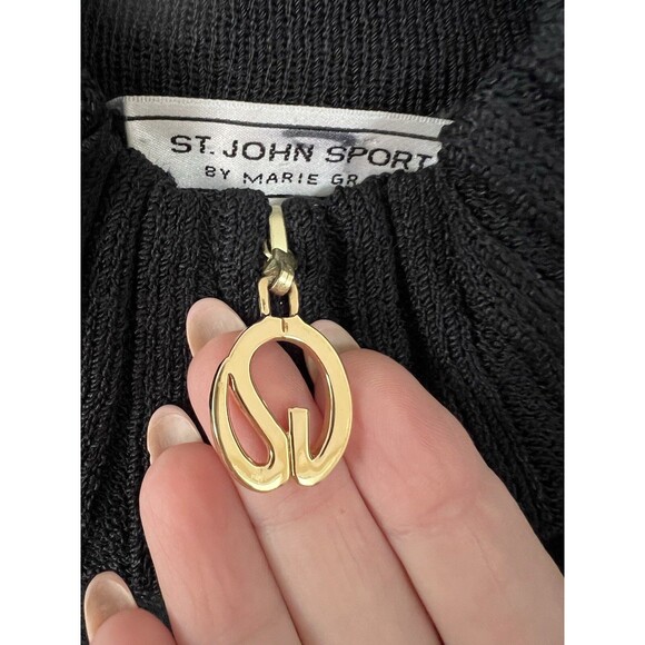 ST JOHN Lamb Suede Leather And Wool Sequin Striped Jacket Women Size S Full Zip - Picture 2 of 10